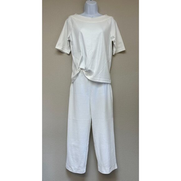 Peruvian Connection Pant Set Pima Cotton White Top is Medium Pants are Small NEW - Picture 1 of 15